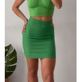 Ψηλόμεση φούστα μίνι με άνοιγμα στο πλάι (Πράσινο)