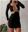 Φόρεμα μίνι με κορδόνι (Μαύρο)