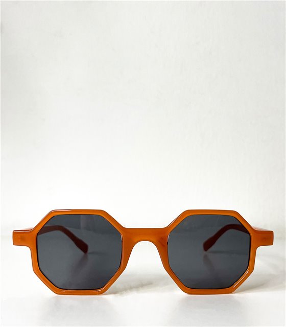 Γυαλιά ηλίου πολύγωνα με μαύρο φακό (Πορτοκαλί)