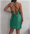 Μίνι φόρεμα σατέν με δεσίματα στην πλάτη (Πράσινο)