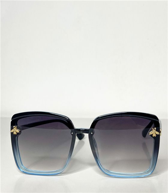 Τετράγωνα γυαλιά ηλίου με χρυσή λεπτομέρεια στο πλάι (Μπλε)