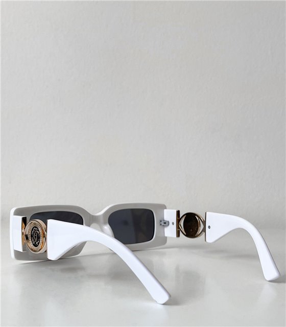 Γυαλιά ηλίου τετράγωνα με σχέδιο στο πλάι (Λευκό)