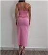 Midi φόρεμα με ιδιαίτερο σχέδιο (Ροζ)