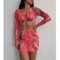 Μαγιό μπικίνι σετ tie dye 4 pieces (Ροζ)
