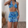 Μαγιό μπικίνι σετ 3 pieces με κρίκο (Μπλε)