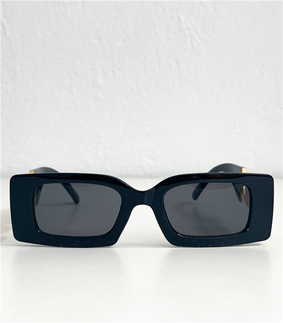 Γυαλιά ηλίου τετράγωνα με σχέδιο στο πλάι (Μαύρο)