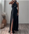 Μάξι φόρεμα σατέν Valeria (Μαύρο)
