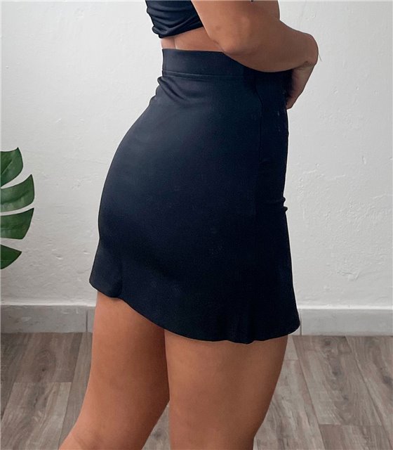 Ψηλόμεση μίνι φούστα με άνοιγμα (Μαύρο)