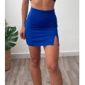 Ψηλόμεση μίνι φούστα με άνοιγμα (Μπλε)