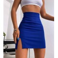 Ψηλόμεση μίνι φούστα με άνοιγμα (Μπλε)