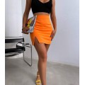 Ψηλόμεση μίνι φούστα με άνοιγμα (Πορτοκαλί)