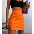 Ψηλόμεση μίνι φούστα με άνοιγμα (Πορτοκαλί)