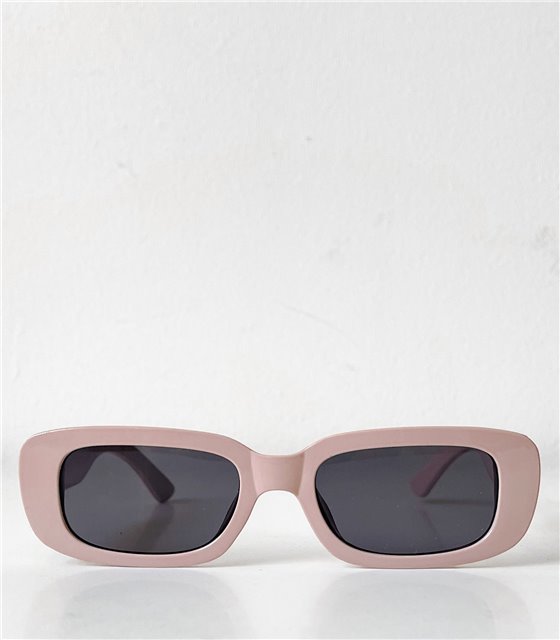 Ορθογώνια γυαλιά ηλίου με μαύρο φακό (Ροζ)