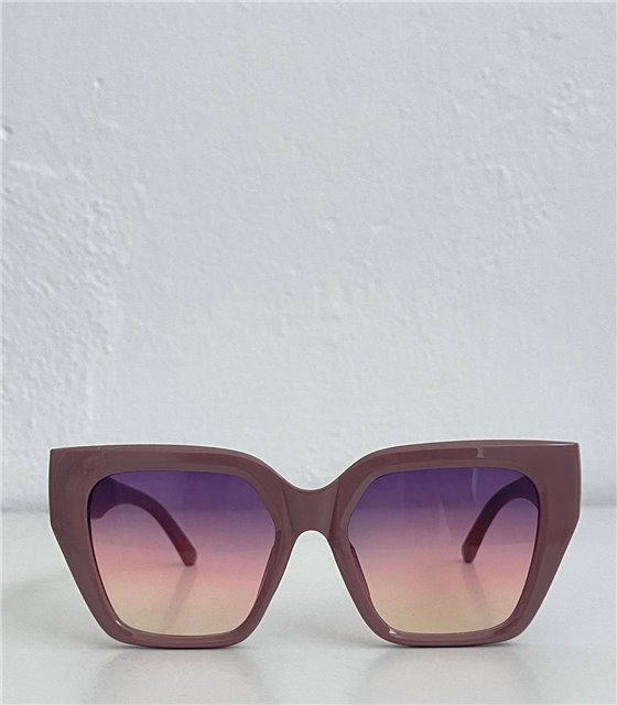 Γυαλιά ηλίου κοκάλινα με ροζ φακό (Μπεζ)
