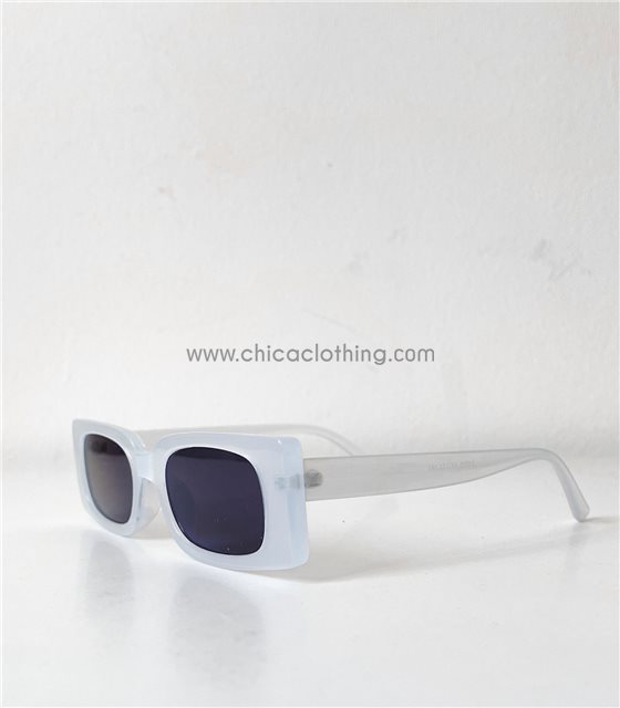 Ορθογώνια γυαλιά ηλίου κοκάλινα (Λευκό)
