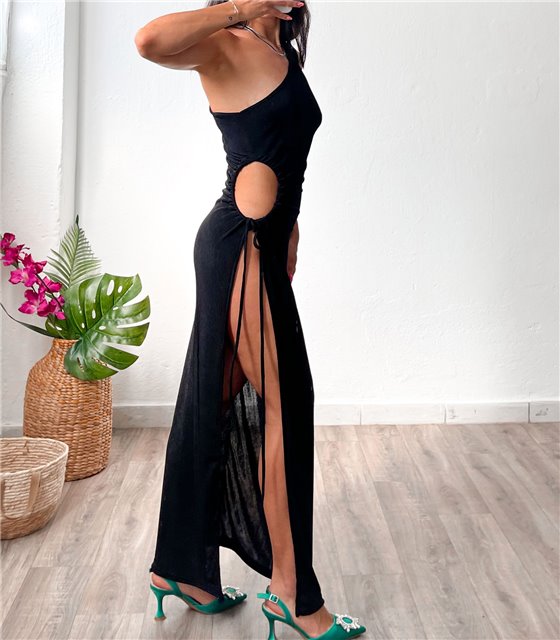 Μάξι φόρεμα με σούρα Vivian (Μαύρο)