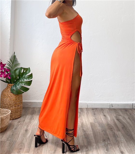 Μάξι φόρεμα με σούρα Vivian (Πορτοκαλί)