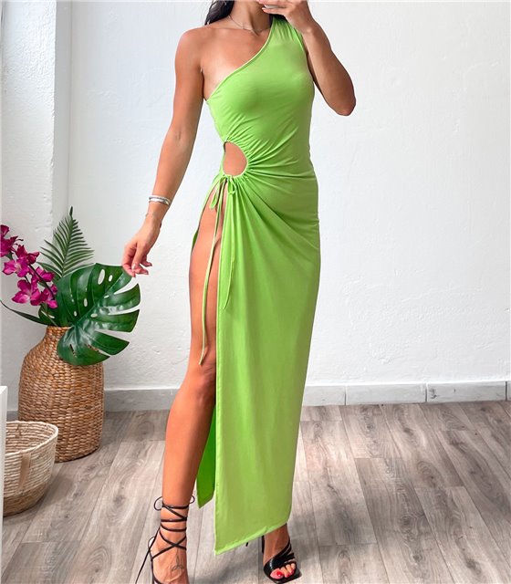 Μάξι φόρεμα με σούρα Vivian (Lime)