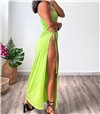 Μάξι φόρεμα με σούρα Vivian (Lime)