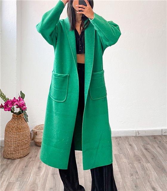 Μακρύ παλτό με τσέπες (Πράσινο)