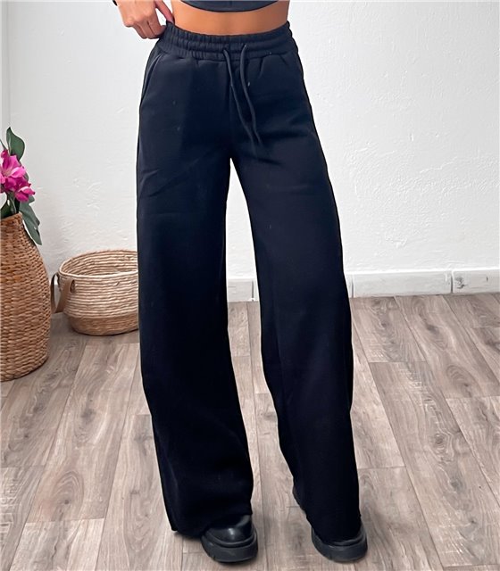 Ψηλόμεση παντελόνα φούτερ (Μαύρο)