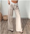 Ψηλόμεσο παντελόνι με λευκή λεπτομέρεια (Μπεζ)