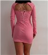 Φόρεμα χιαστή με επένδυση (Ροζ)