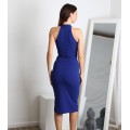 Midi αμάνικο εφαρμοστό φόρεμα σκούρο μπλε