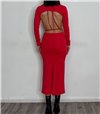 Φόρεμα midi με ιδιαίτερη πλάτη (Κόκκινο)