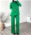 Σετ πλεκτό παντελόνα - μπλούζα (Πράσινο)