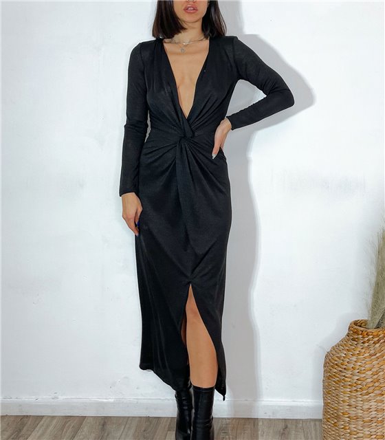 Φόρεμα μάξι λούρεξ (Μαύρο)