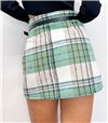 Μίνι φούστα καρό με ζώνη (Πράσινο)