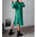 Φόρεμα φούτερ μακρύ με κουκούλα (Πράσινο)