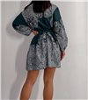 Kρουαζέ φόρεμα με λαχούρ λεπτομέρειες (Κυπαρισσί)