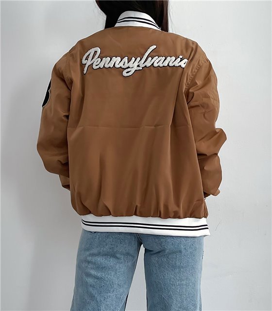 Bomber jacket με τσέπες στο πλάι ''PENNSYLVANIA'' (Πούρο)
