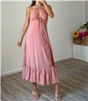 Φόρεμα μάξι με δέσιμο στο στήθος (Ροζ)