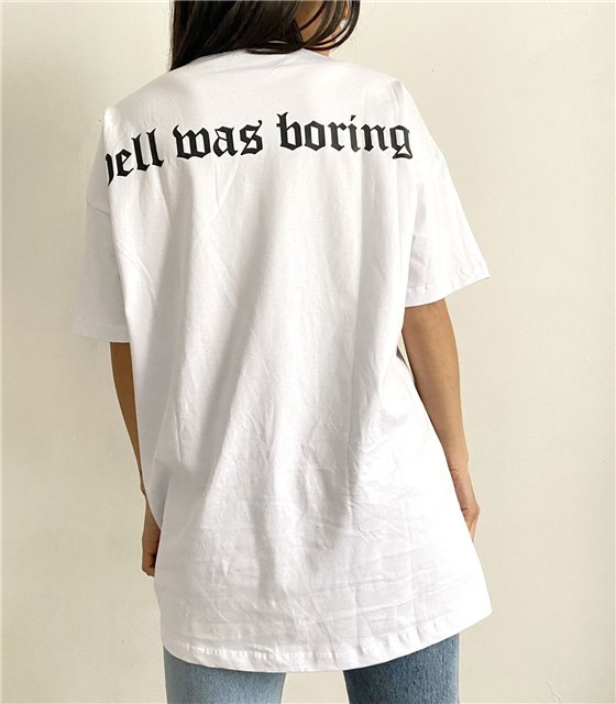 Κοντομάνικη μπλούζα ''HELL WAS BORING'' (Λευκό)