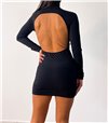 Φόρεμα ζιβάγκο μίνι εξώπλατο (Μαύρο)