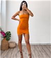 Μίνι φόρεμα στράπλες με κρυφό φερμουάρ (Πορτοκαλί)