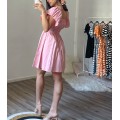 Φόρεμα μίνι με βολάν μανίκια (Ροζ)