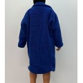 Μακρύ παλτό teddy με τσέπες (Μπλε)