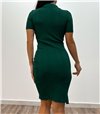 Πλεκτό φόρεμα με γιακά και άνοιγμα (Πράσινο)