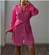 Φόρεμα πλισέ με ζώνη (Ροζ)