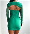 Φόρεμα στράπλες με μπολερό διαφάνεια (Πράσινο)