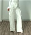 Ψηλόμεσο παντελόνι με τσέπες και λάστιχο (Λευκό)