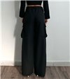 Ψηλόμεσο παντελόνι με τσέπες και λάστιχο (Μαύρο)