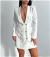 Φόρεμα σακάκι με κουμπιά (Λευκό)