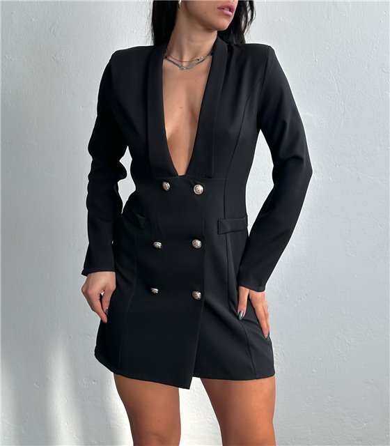 Φόρεμα σακάκι με κουμπιά (Μαύρο)