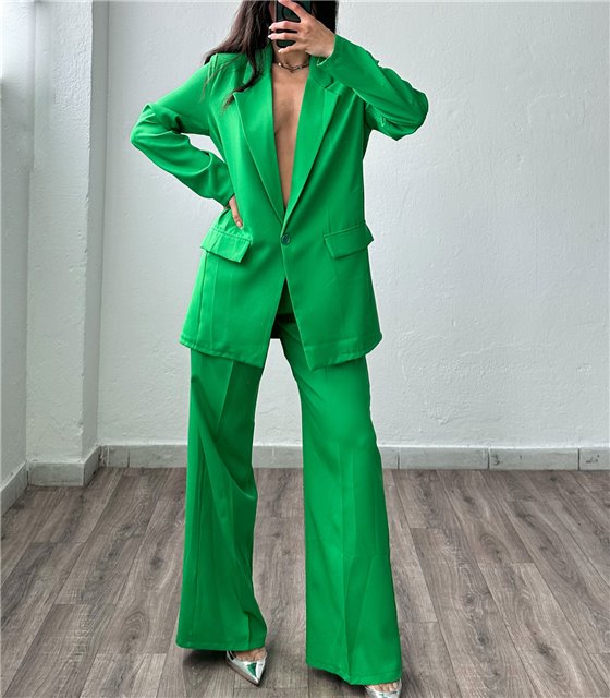Σετ oversized σακάκι - παντελόνα (Πράσινο)