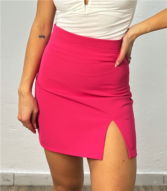 Ψηλόμεση μίνι φούστα με άνοιγμα (Κοραλί)